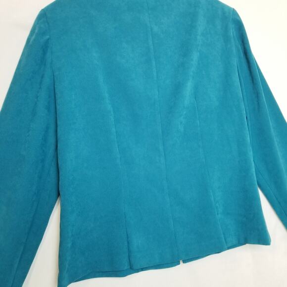 VTG-R&K Originals Blue Faux Suede Zip up Jacket Pointed Collar Long Sleeve Sz 10 - Picture 4 of 6
